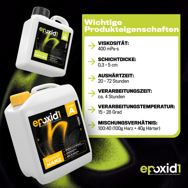 Epoxidharz und Härter Set mit Produktinformationen