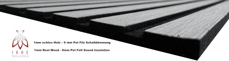 Leichte Lamellen - 3d Paneele 1mm Holz & 9mm PET Filz Wandpaneele Deckenpaneele Dekoren & Schalldämmung (11002A) 52x52cm - 0,27m²