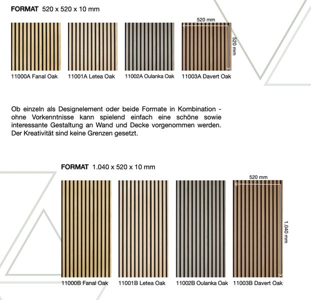 Leichte Lamellen - 3d Paneele 1mm Holz & 9mm PET Filz Wandpaneele Deckenpaneele Dekoren & Schalldämmung (11002B) 104x52cm - 0,54m²