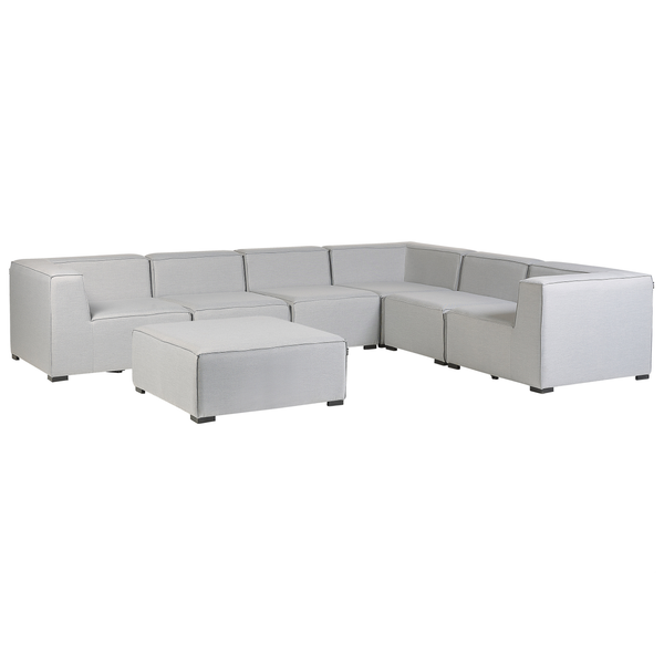 Garten Ecksofa mit Ottomane 7-Sitzer AREZZO linksseitig modular Hellgrau