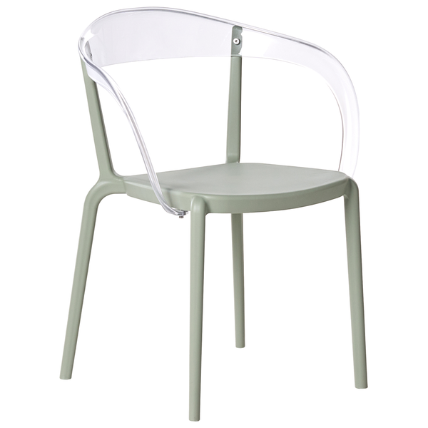 Stuhl mit Armlehne und transparentem Rückenteil
