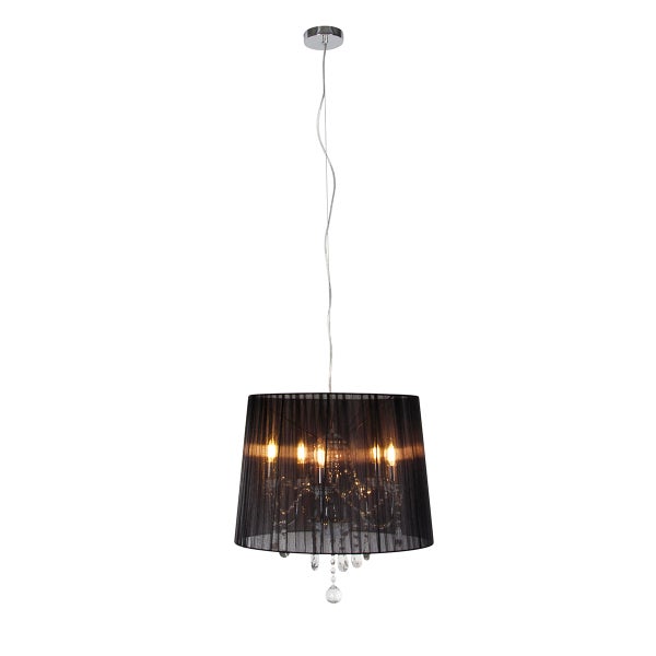 Kronleuchter Chrom mit Schwarz 50 cm 5 Lichter - Ann-Kathrin