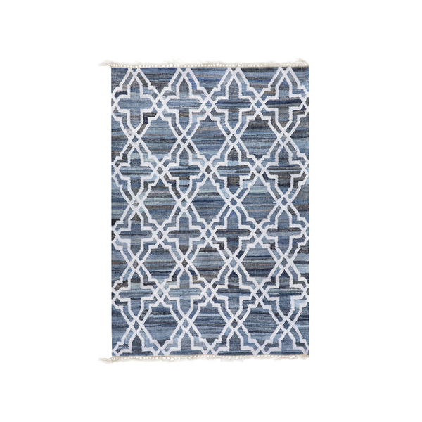 Teppich ADIYAMAN Blau 140 x 200 cm Baumwolle