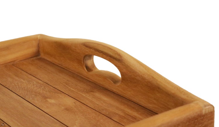 Teak Beistelltisch Serviertisch 70 x 38 cm mit abnehmbarem Tablett klappbar