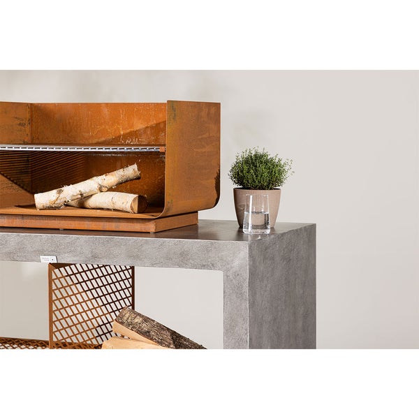 Velas Outdoorküche mit Holzgrill hellgrau. 60 X 120 X 90 cm