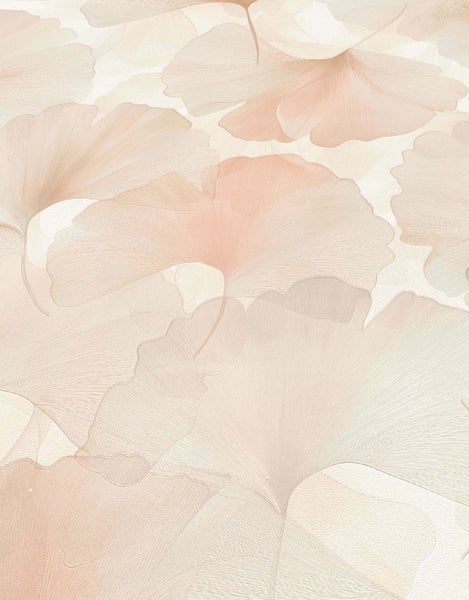 Erismann Tapete Ginkgoblätter Rosa und Beige - 53 cm x 10.05 m - 662390