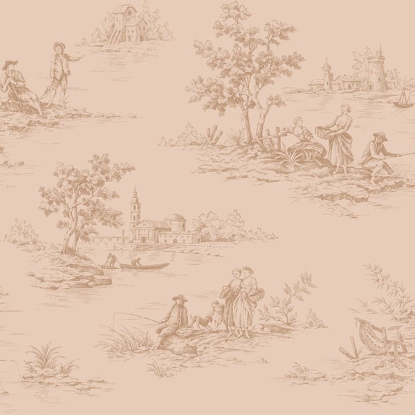 ESTAhome Tapete Toile de Jouy Hellrosa - 50 x 900 cm - 139812