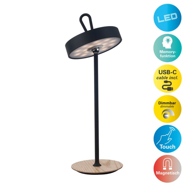 Tischleuchte mit LED, Memoryfunktion, USB-C Kabel, Dimmfunktion, Touchfunktion und Magnetfunktion
