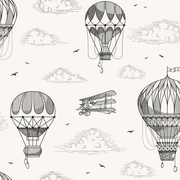 ESTAhome Tapete Luftballons Schwarz-Weiß - 50 x 900 cm - 139715
