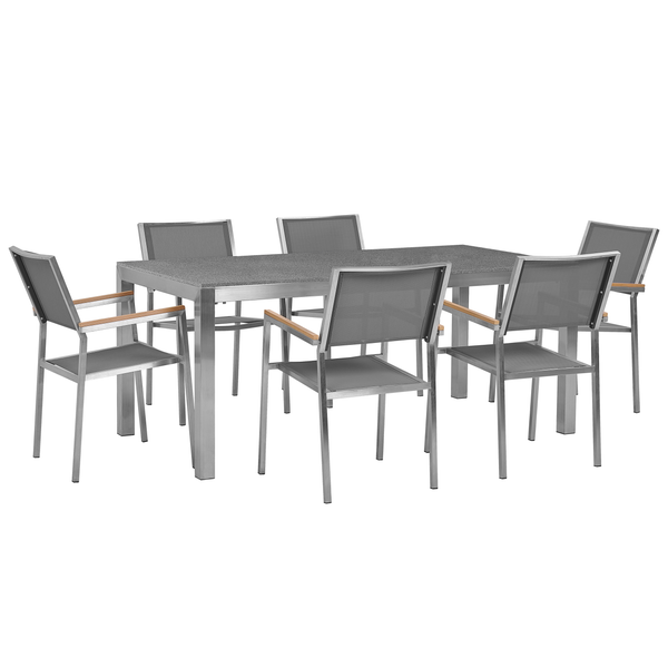 Gartenmöbelset mit Tisch und sechs Stühlen