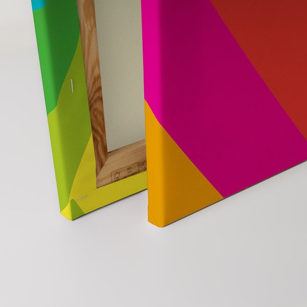 Detailansicht zweier Keilrahmen mit geometrischen Mustern