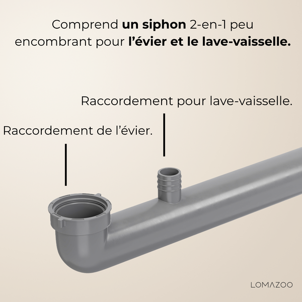 Platzsparender 2 in 1 Siphon für Spüle und Geschirrspüler Anschluss von Lomazoo