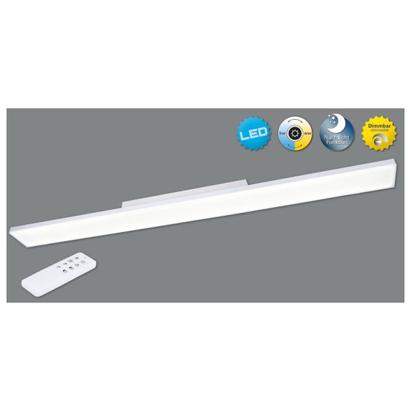 LED Panel-Deckenleuchte CARENTE Länge 119,5 cm, rahmenlos, viele Funktionen, aus Metall und Kunststoff, weiß, integrierte LEDs