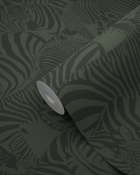 Origin Wallcoverings Tapete Zebras Dunkelgrün - 50 x 900 cm - 347913