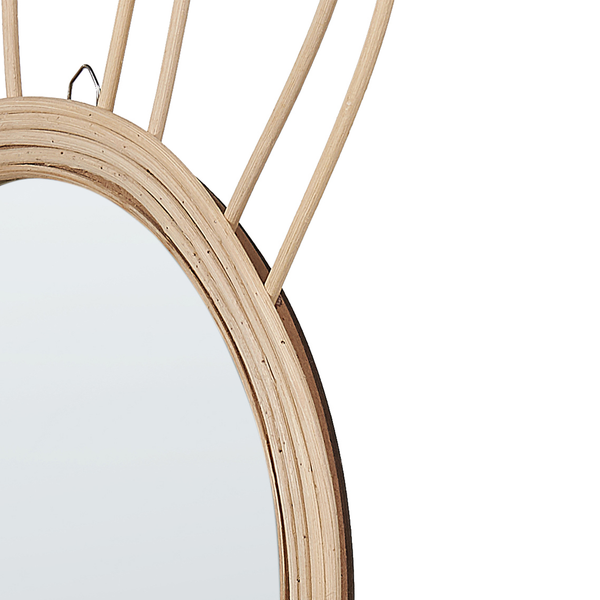 Wandspiegel GOLONG 26 cm 45 cm Rattan Naturfarben