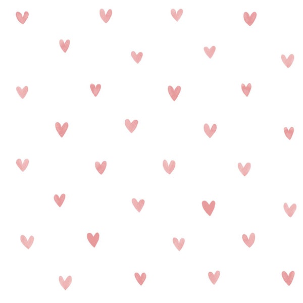 Kinderzimmer mit Kleiderschrank, Kleid, Hut, Stiefeln und Tapete mit Herzmuster