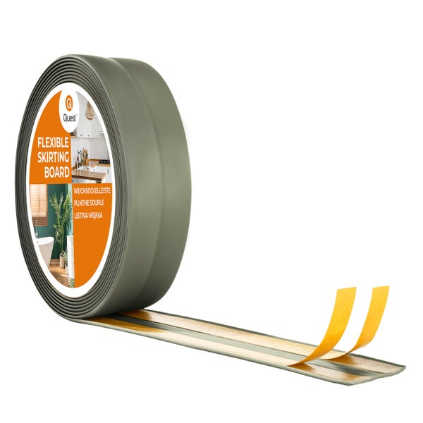 Rolle mit selbstklebender, flexibler Weichsockelleiste für Bodenbeläge mit Quest Logo