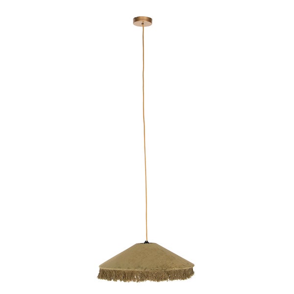 Retro hängende Lampe grüner Samt mit Rüschen - Frills