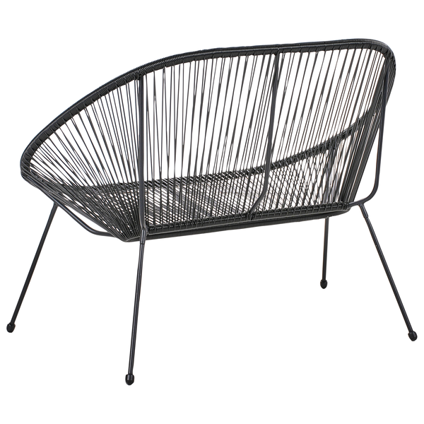 Gartenbank ACAPULCO II 113 cm Polyrattan Schwarz