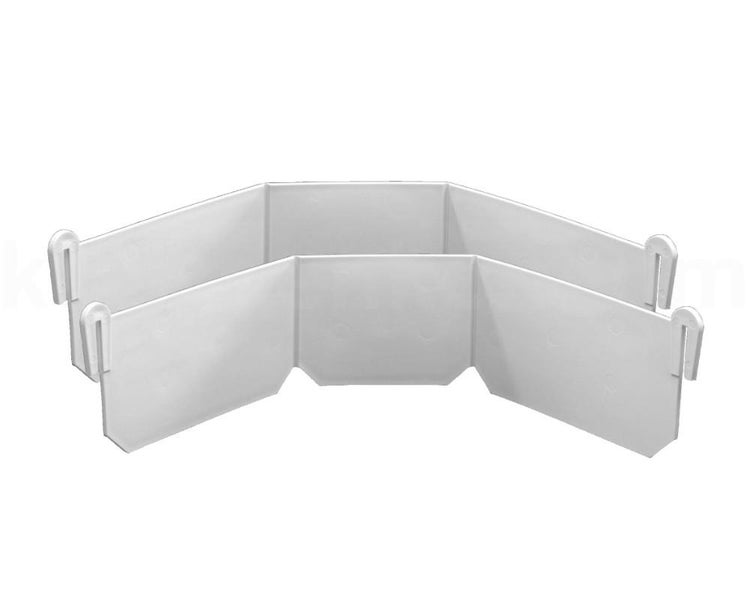 Weißes flexibles Eckstück für Kabelkanäle aus Kunststoff.