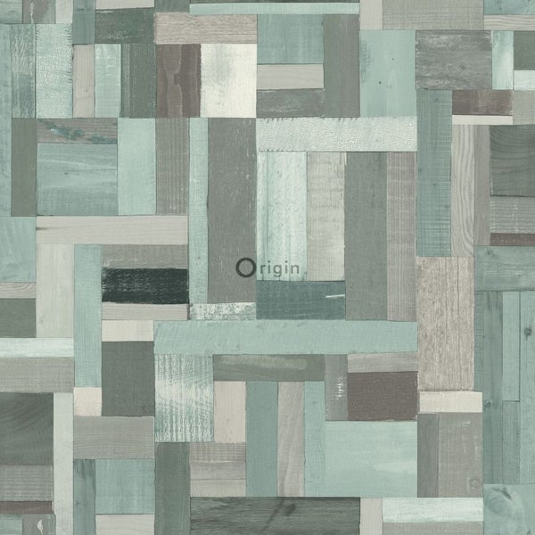 Origin Wallcoverings Tapete Altholz-Motiv Graugrün - 53 cm x 10.05 m - 337225