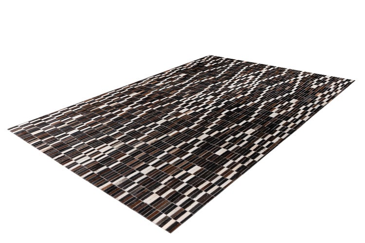 Flachflor Teppich Saida Schwarz / Weiß Patchwork-Design 200 x 280 cm