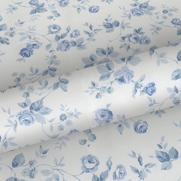Sanders und Sanders Tapete Blumen Blau und Crême-Weiß - 53 cm x 10 m - 640403