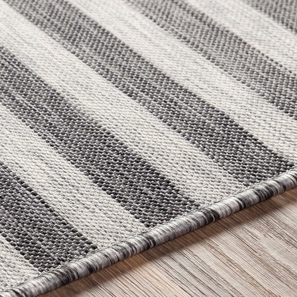 In-/Outdoor Gestreifter Teppich Grau/Elfenbein 130x180 cm ZAKI