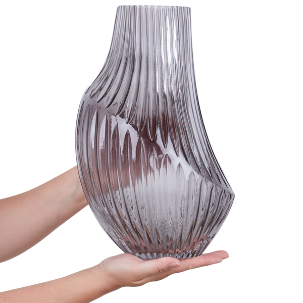 Blumenvase MYRSINA Glas 36 cm Grau
