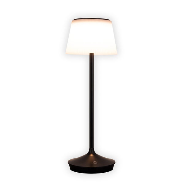 LED Leuchte EMMI für Außen und Innen, Tischlampe aus Metall und Kunststoff , mit fest verbauten LEDs, LED Tischlampe für Balkon, Terrasse, Garten, Wohnzimmer, Wintergarten, ca. 38 cm hoch
