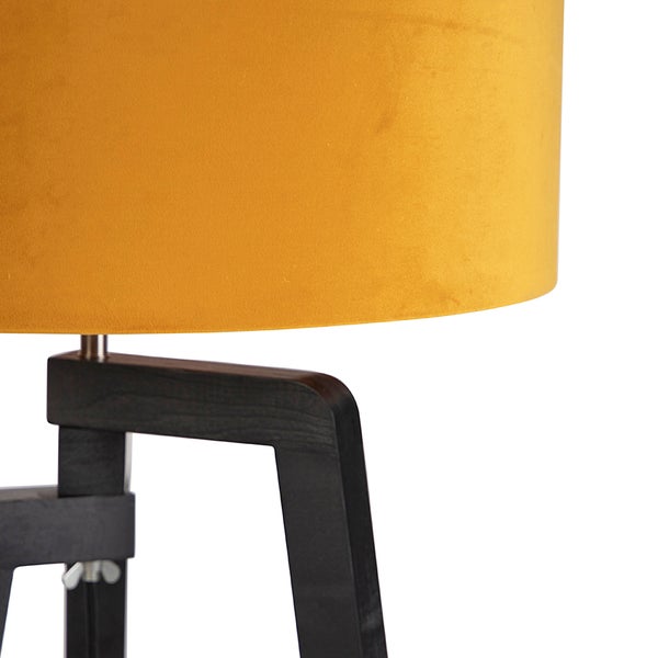Stehlampe Stativ schwarz mit gelbem Schirm und Gold 50 cm - Puros