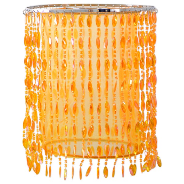 Lampenschirm mit transparentem Stoff und orangefarbenen Perlen