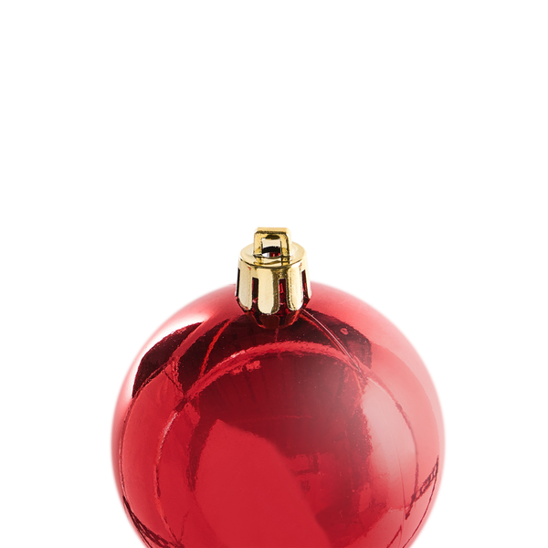 Rote Weihnachtskugel mit goldfarbener Aufhängung