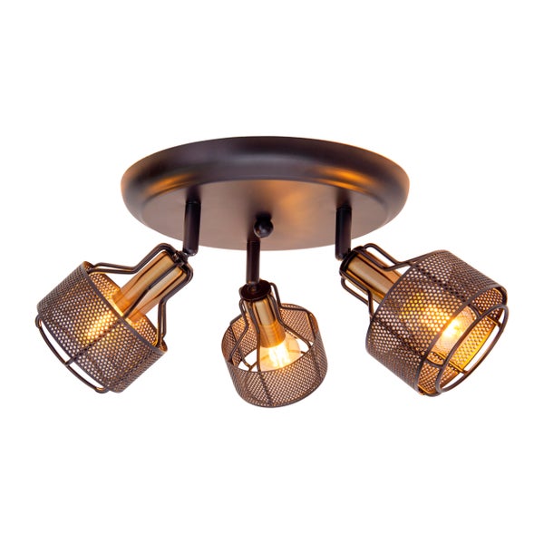 Deckenleuchte mit drei Strahlern und Metallschirmen