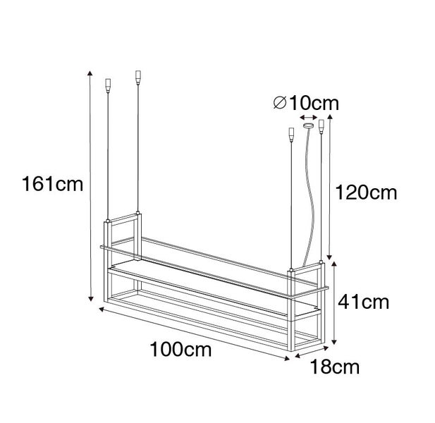Industrielle Hängelampe schwarz mit Gestell 4-flammig - Cage Rack