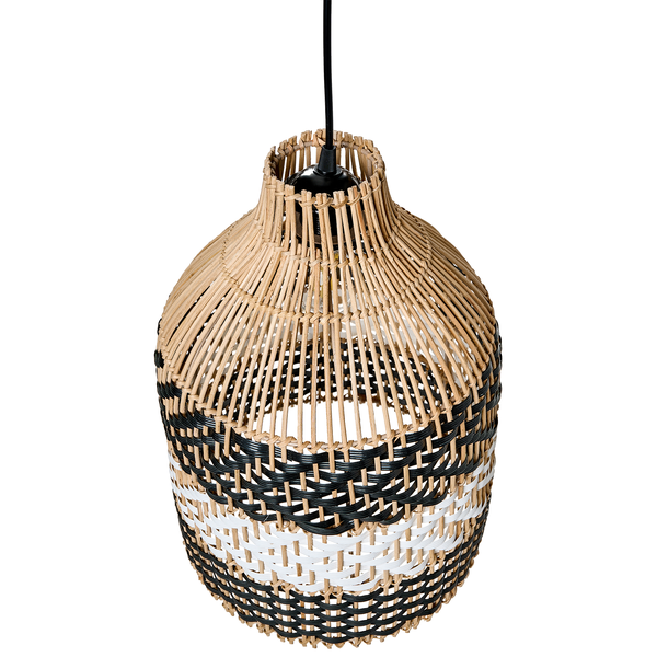 Hängeleuchte TURABO Rattan Schwarz / Weiß