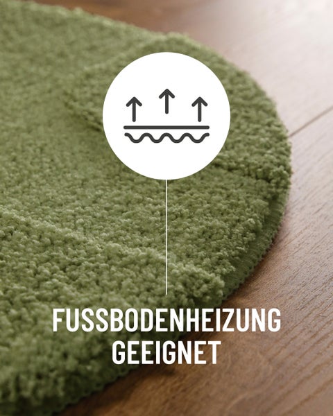 Symbol fuer 100 Prozent Polyester mit einem Frosch auf einem Teppichboden.