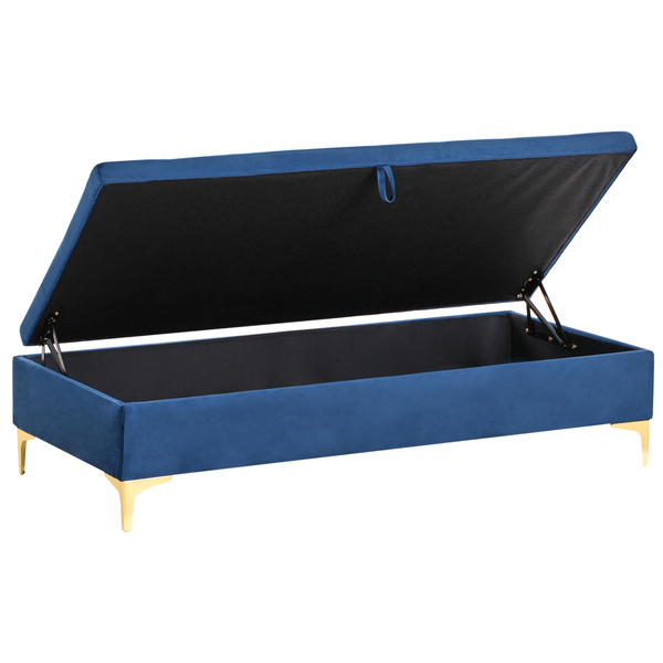 Aufbewahrungshocker ABERDEEN Samtstoff Marineblau