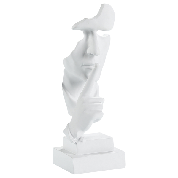 Dekofigur Gesicht mit erhobenem Finger auf Sockel