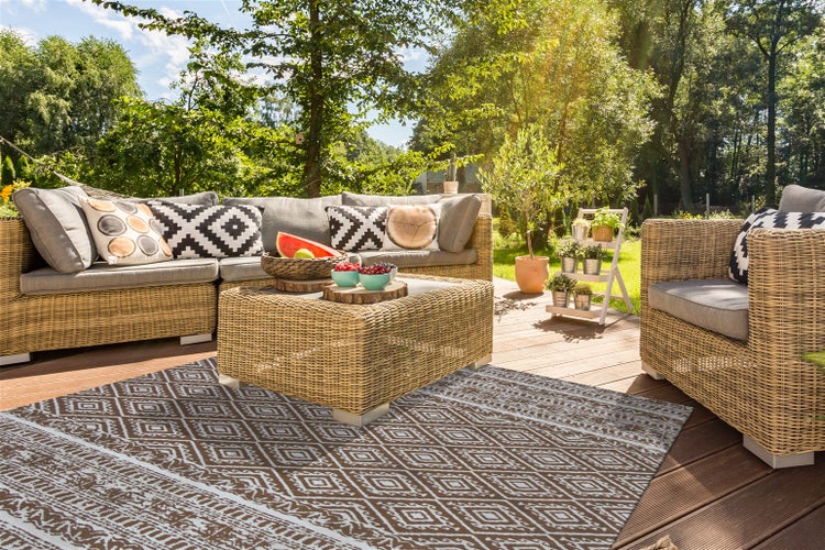 Flachflor Teppich Coralie Braun Vintage 120 x 170 cm