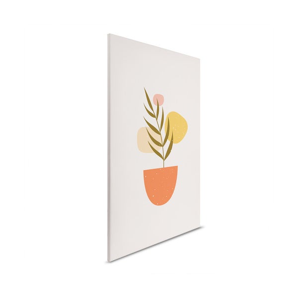 Leinwandbild mit abstrakten Pflanzenmotiven im Topf