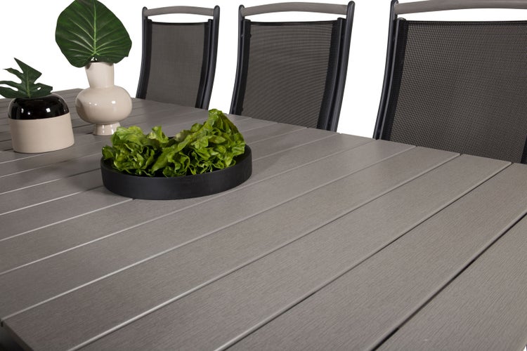 Levels Gartenset Tisch 100x229/310cm und 6 Stühle 5pos Albany schwarz, grau. 100 X 229 X 75 cm