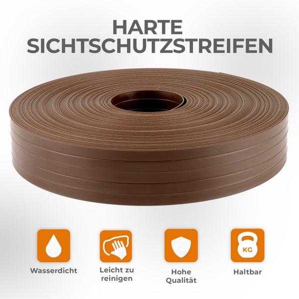 Sichtschutzzaun mit braunen Lamellen