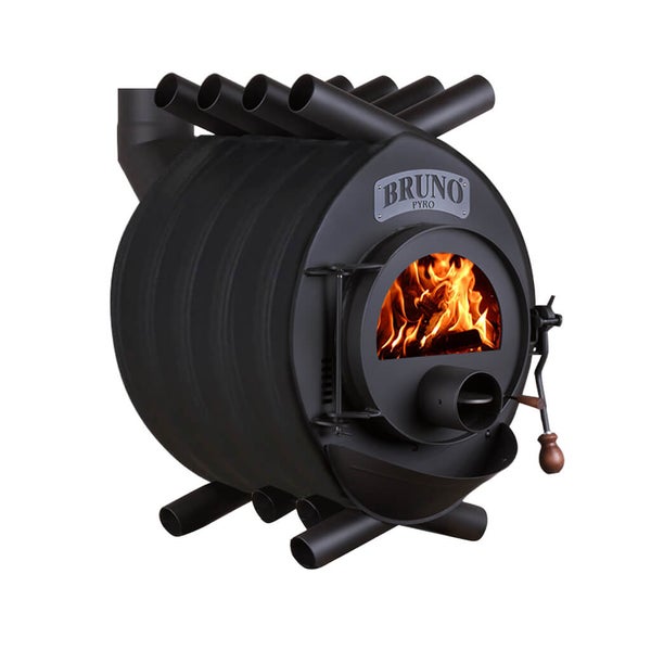 Bruno Pyro Holzofen mit Feuer im Inneren