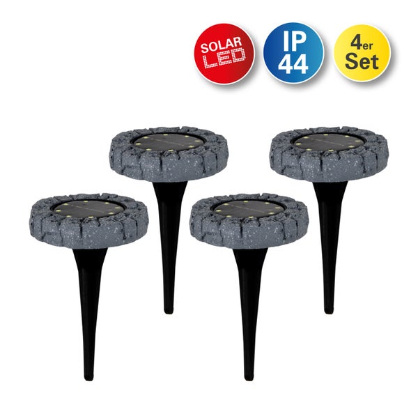 Vierer Set Solar LED Gartenleuchten mit IP44 Schutzart