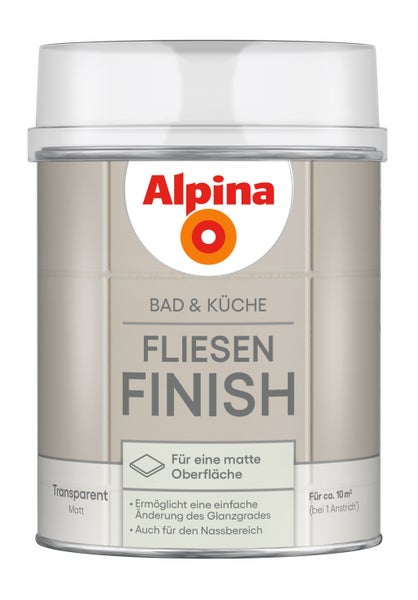 Alpina Bad und Küche Fliesen Finish transparent matt für circa 10 Quadratmeter.