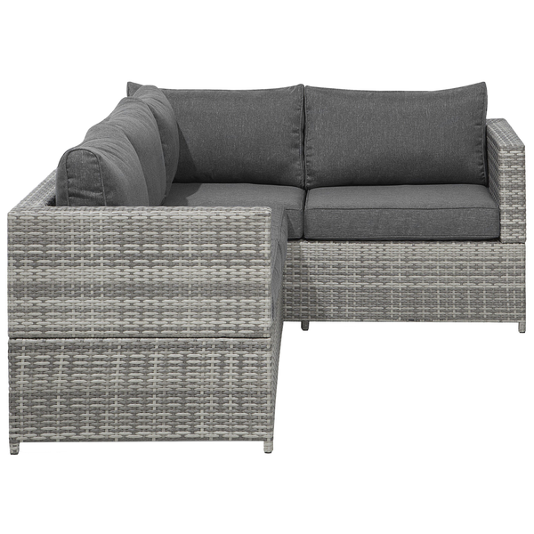 Garten Ecksofa mit Tisch 4-Sitzer AVOLA linksseitig Polyrattan Grau