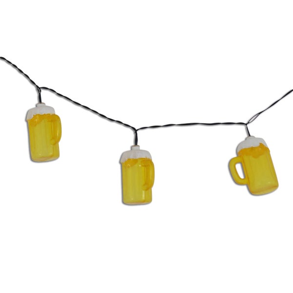 LED-Lichterkette Bierkrug - Deko - Lichterkette - Kunststoff in Gelb, mit integrierter LED