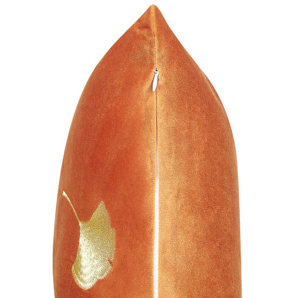 Dekokissen 2er Set TULIP Samtstoff 45 x 45 cm Orange Pflanzenmuster
