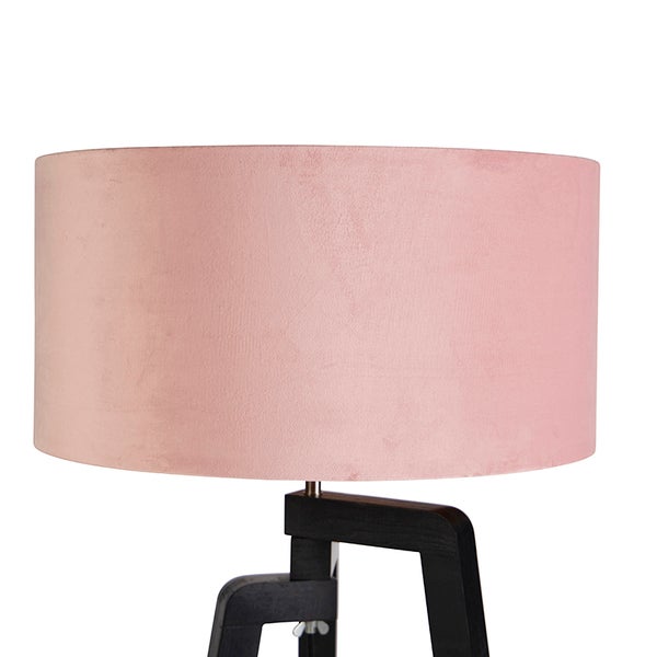 Stehlampe Stativ schwarz mit rosa Schirm und Gold 50 cm - Puros